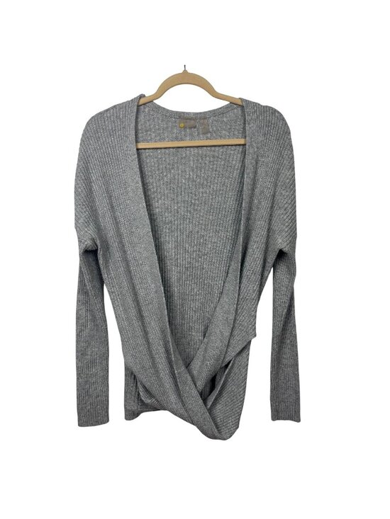 Zella Sweaters - ✨3/$30 Zella M Gray Ribbed Open Front Twist Hem Cardigan Sweater Reversible Athl
